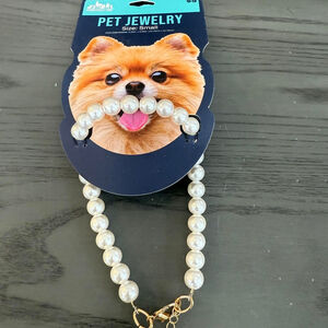 Positively Fun Pet Jewelry White Pearl Dog Necklace One Size